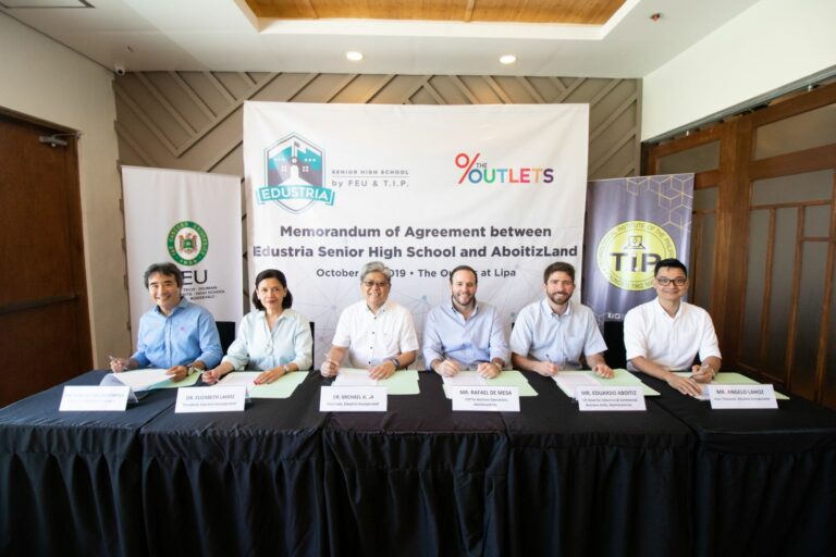 Edustria Senior High School by FEU and T.I.P. signs memorandum of agreement with AboitizLand for Batangas campus