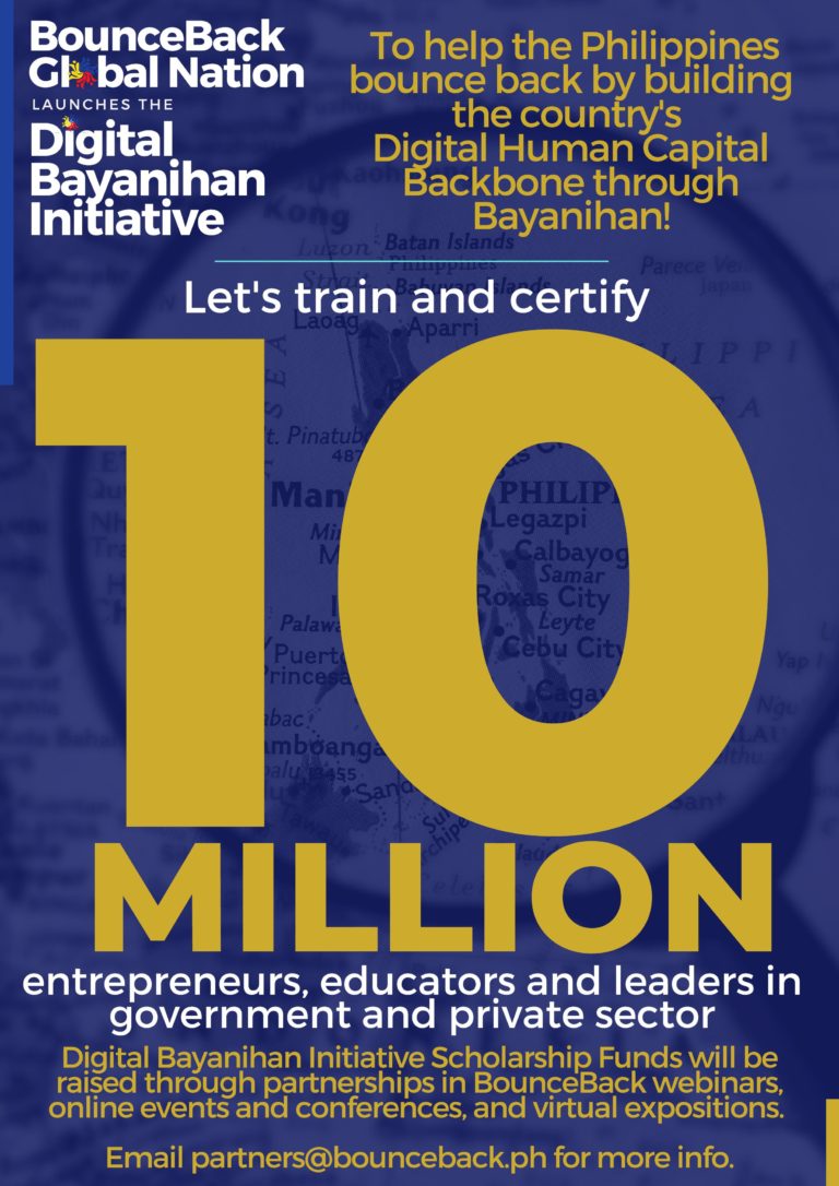 BounceBack movement launches Digital Bayanihan Initiative to train 10 million entrepreneurs, educators and leaders in government and private sector 