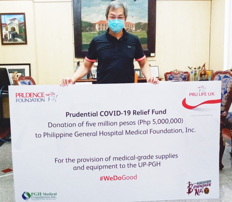 Pru Life UK earmarks Php 5M COVID-19 relief fund to  PGH Medical Foundation Inc.