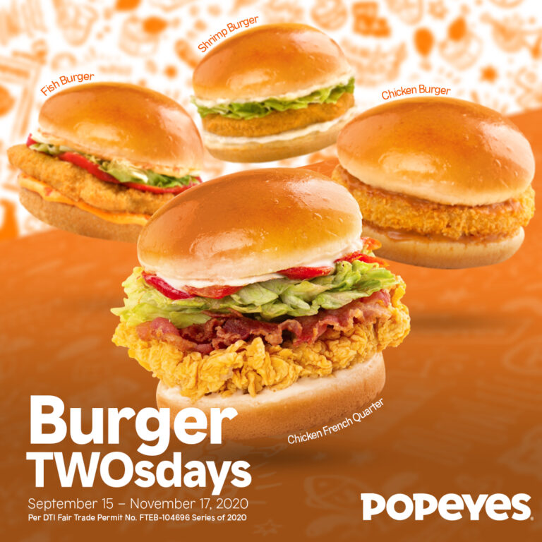 Great deals on Burgers and Free Cajun Fries  with Popeyes’ Monday and Tuesday promos