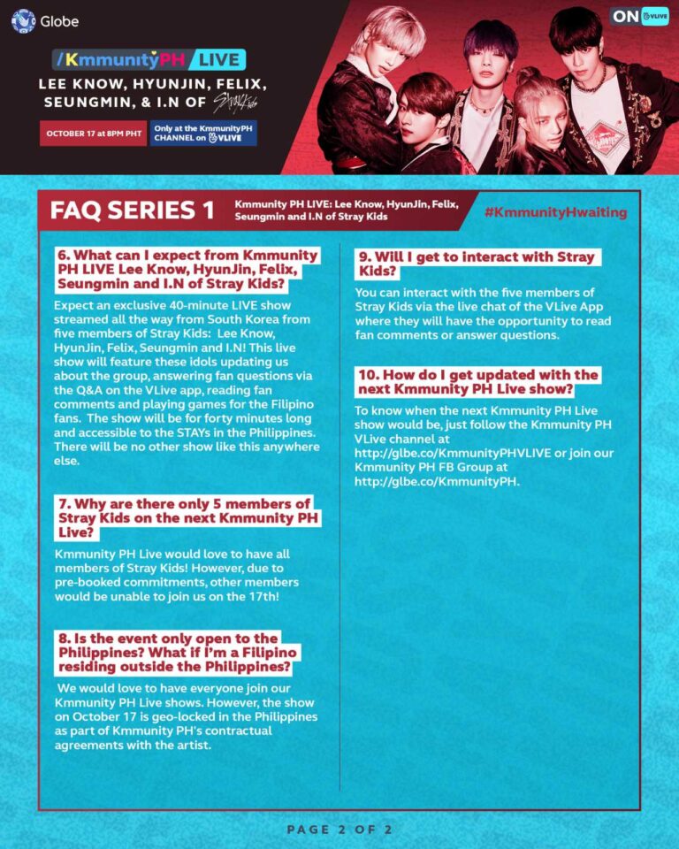 10 THINGS you need to know about Lee Know, HyunJin, Felix, Seungmin and I.N of Stray Kids on Globe Kmmunity PH LIVE for Free Fanmeet