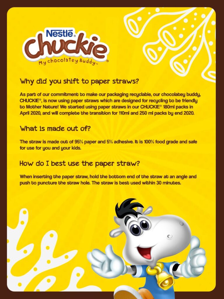 Be a buddy to mother nature with Nestle´ Chuckie’s paper straws