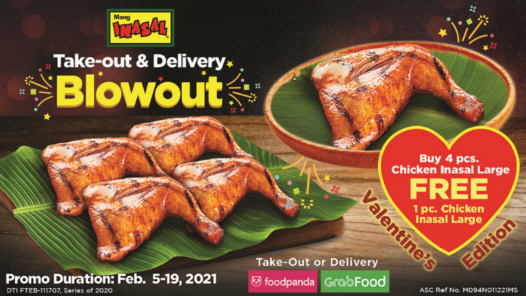 The Mang Inasal Take-out and Delivery Blowout Valentine edition: runs from February 5 to 19, 2021