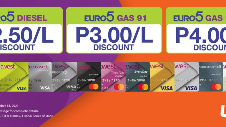 Get up to P4.00/L off when you gas up at Unioil with your EastWest card