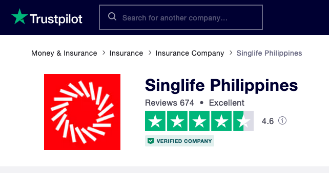 Singlife Philippines gets 4.6/5 stars from Trustpilot