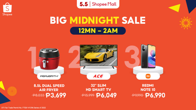 Add to cart now! Get brand new smart phones, home appliances, travel and everyday essentials on unbelievable deals during the Shopee 5.5 Brands Festival