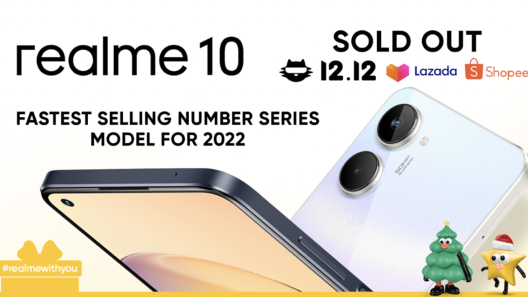 realme 10 achieves sold-out records on both Shopee and Lazada during the 12.12 Mega Pamasko sale!