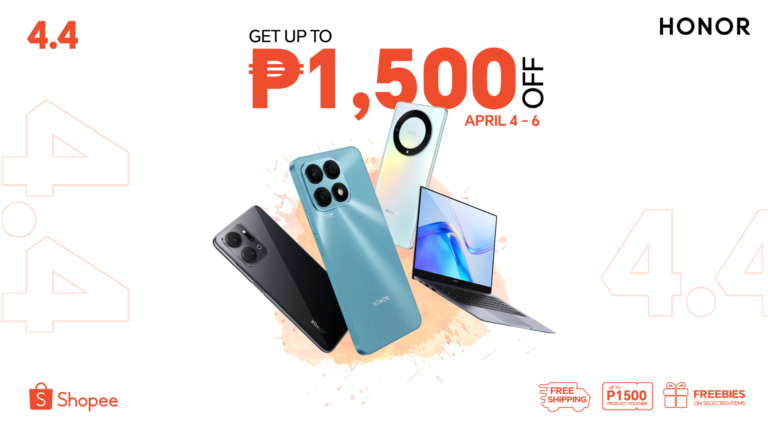 Complete your Summer checklist this 4.4 Sale:  Up to Php 1,500 discount on HONOR gadgets!