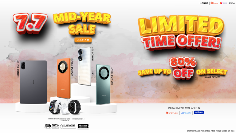 Catch the 7.7 Mid-Year Sale Fever and Get up to 80% OFF on Select HONOR Devices for a Limited Time Only! 
