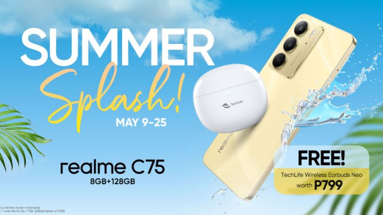 Take home a FREE TechLife Wireless Earbuds Neo when purchasing the realme C75 until May 25 only