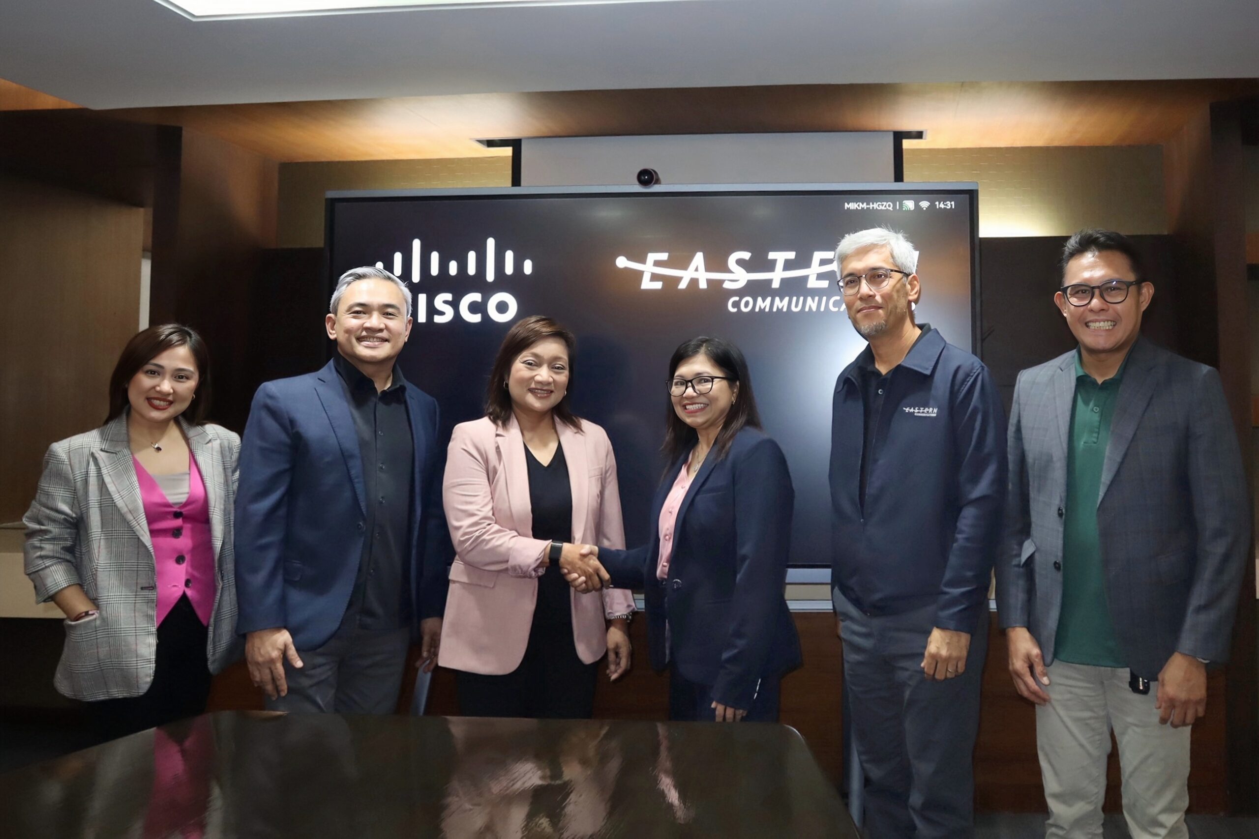 From L to R: Cisco PH Partner Account Manager Kate Apodaca Dayanghirang, Cisco PH Manager, Partner Operations Rommel Angeles, Cisco PH Managing Director Zaza Nicart, Eastern Communications (EC) Coordinator Aileen Regio, EC Coordinator Jaeson Evangelista, and EC Chief Revenue and Innovation Officer Edsel Paglinawan